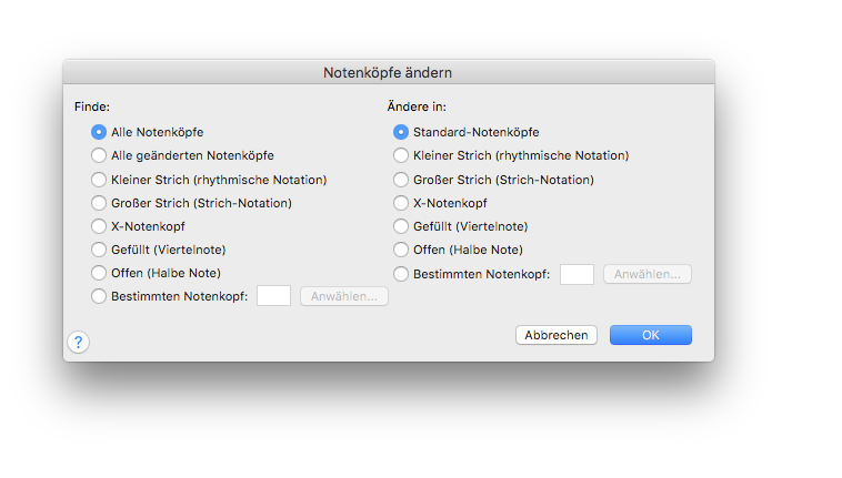 Dialogbox Notenköpfe ändern